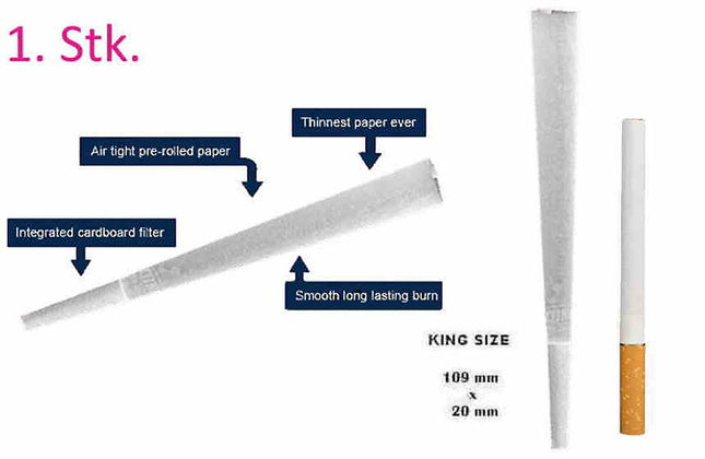 Pre rolled Joint, King Size 109 x 20mm Filter | Ab: CHF 0.30/Stk. | 1-10 Stk.
