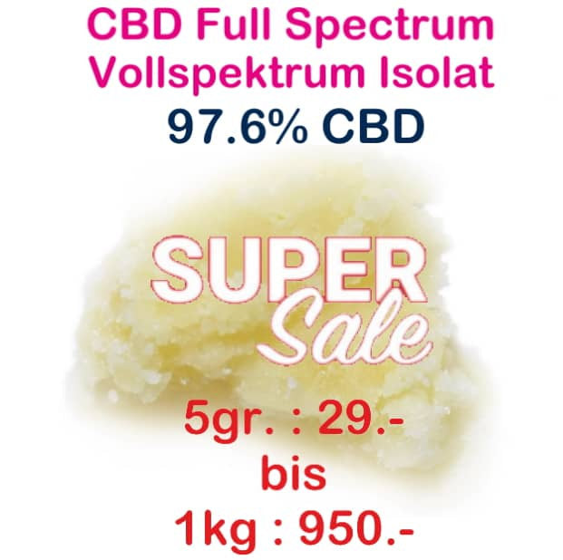 CBD Vollspektrum Isolat | min. 97.6% CBD ab 5gr. bis 1kg