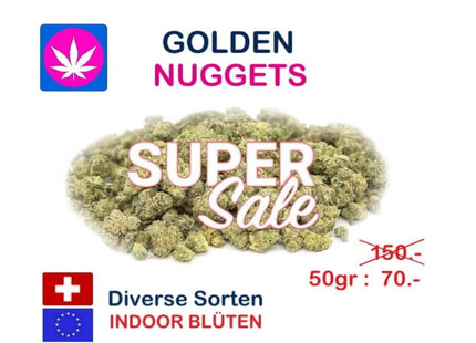 Golden Nuggets Indoor CBD Cannabis Blüten  50gr. für 70.-