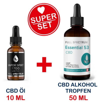 Vollspektrum CBD Öl - Low THC - 18.3% 10ml + CBD Alkohol-Tropfen 50ml
