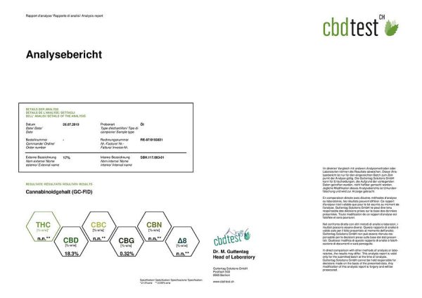 Full Spectrum CBD Öl aus biologischen Anbau - Low THC - 18.3% (>1700mg) 10ml – Bild 3